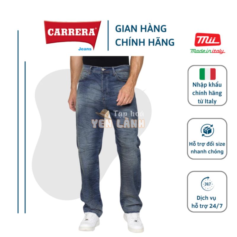 Quần Bò Jeans Nam Ống Thụng Bò Trơn Cao Cấp CARRERA JEANS Nếp Gấp Cotton – Nhập Khẩu Chính Hãng Từ Ý_7020970X_18A