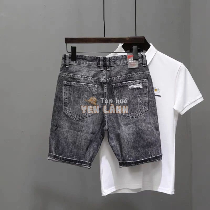 Quần Short Jean Nam Đẹp Chất Bò Co Giãn Cao Cấp, Quần Ngố rách Mẫu Mới Phong Cách Hàn Quốc Q232