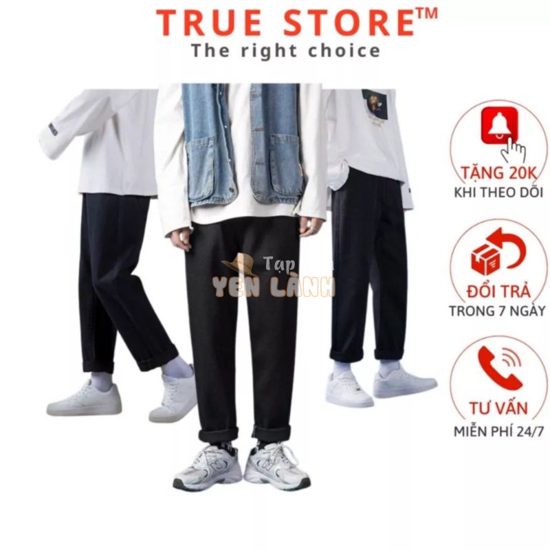 Quần baggy nam màu đen ống suông Truestore, Quần jean nam cao cấp mẫu hot nhất 2023 size từ 26 đến 37