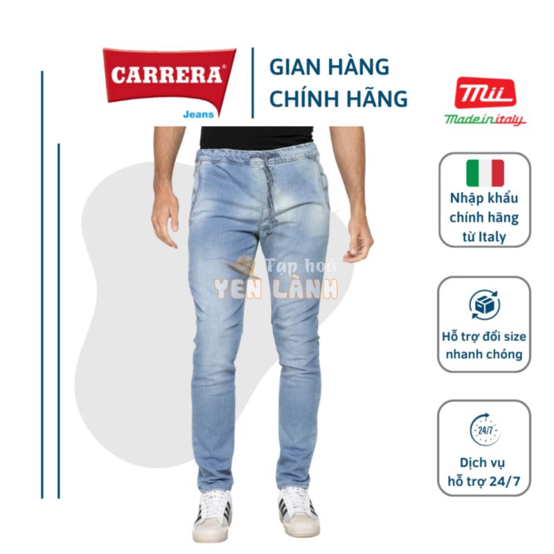 Quần Jean Jogger Bò Nam Cao Cấp CARRERA JEANS Dáng Slim Fit Cạp Chun Xanh Nhạt- Nhập Khẩu Chính Hãng Từ Ý_P730N0985A_031