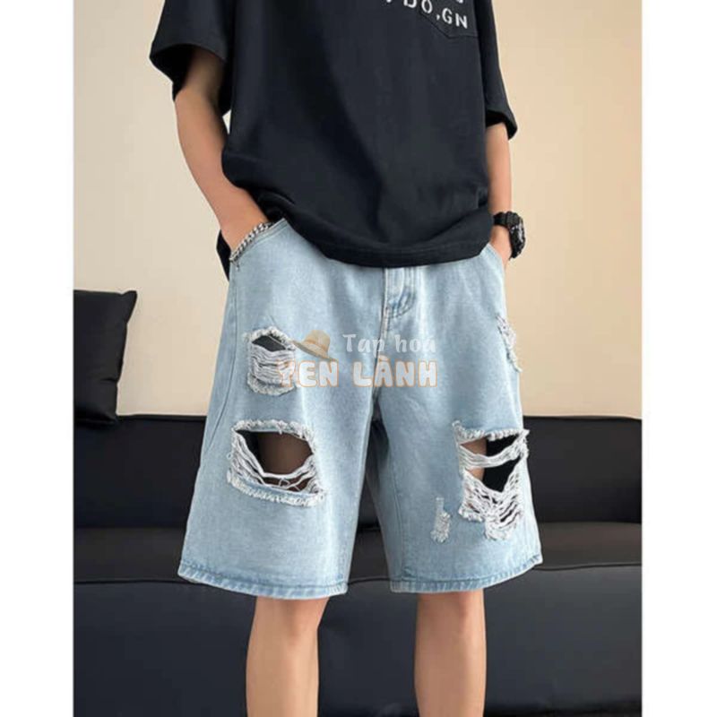 ống rộng quần short nam   2024 NEW trẻ trung thời trang rách có hàng sẵn mùa hè quần jean nam rách gối hip-hop châu Âu và Mỹ vintage ☂Mùa Hè Mỏng Rách Denim Quần Short Nam Ống Thẳng Rửa Hợp Thời Trang Thương Hiệu Yagi Đẹp Trai Mỹ Cao Cấp Thiếu Niên