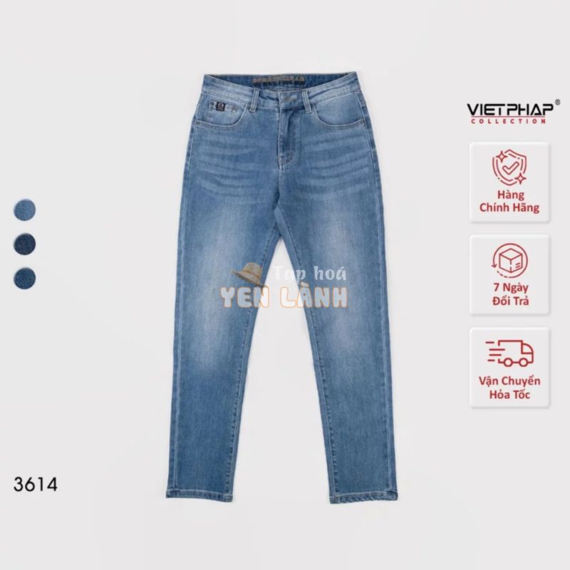 Quần Jeans Nam VIỆT PHÁP – Chất  liệu Cotton Cao Cấp co giãn, độ bền màu cao 3614