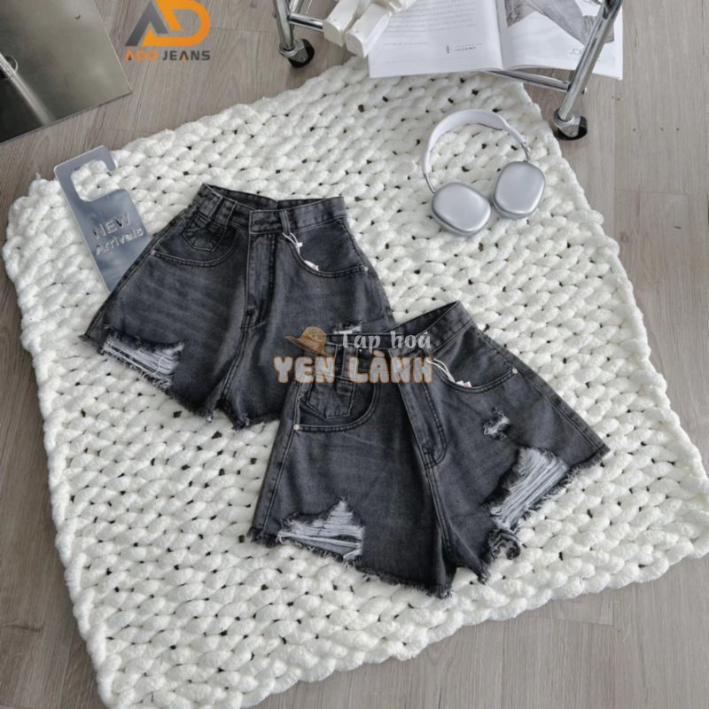 Quần short jean nữ rách cá tính có Bigsize 3XL, quần bò nữ lưng cao ADO JEANS (Mã X84)