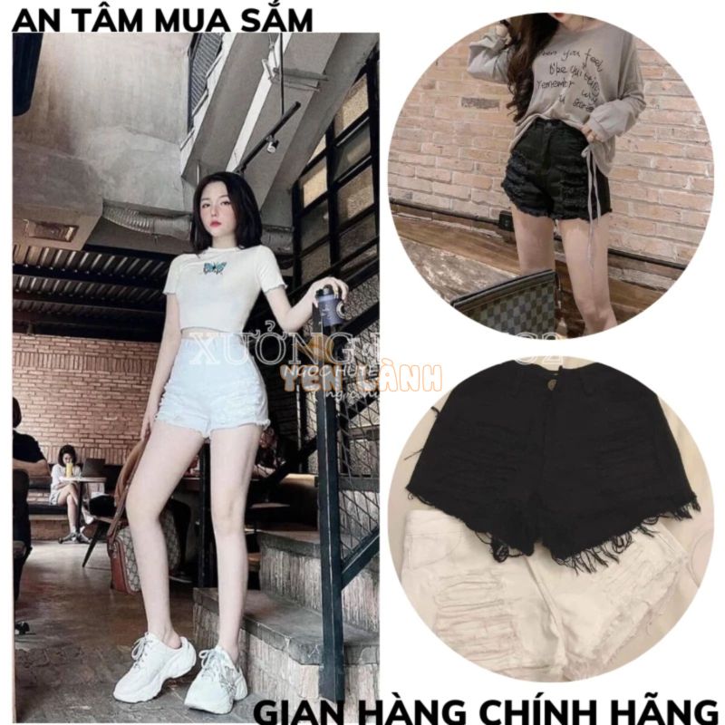 Quần Jeans đùi lưng cao, sóc jean giấy, sooc đáy cao Short nữ cạp ca legging đùi ngắn XƯỞNG MAY TC2