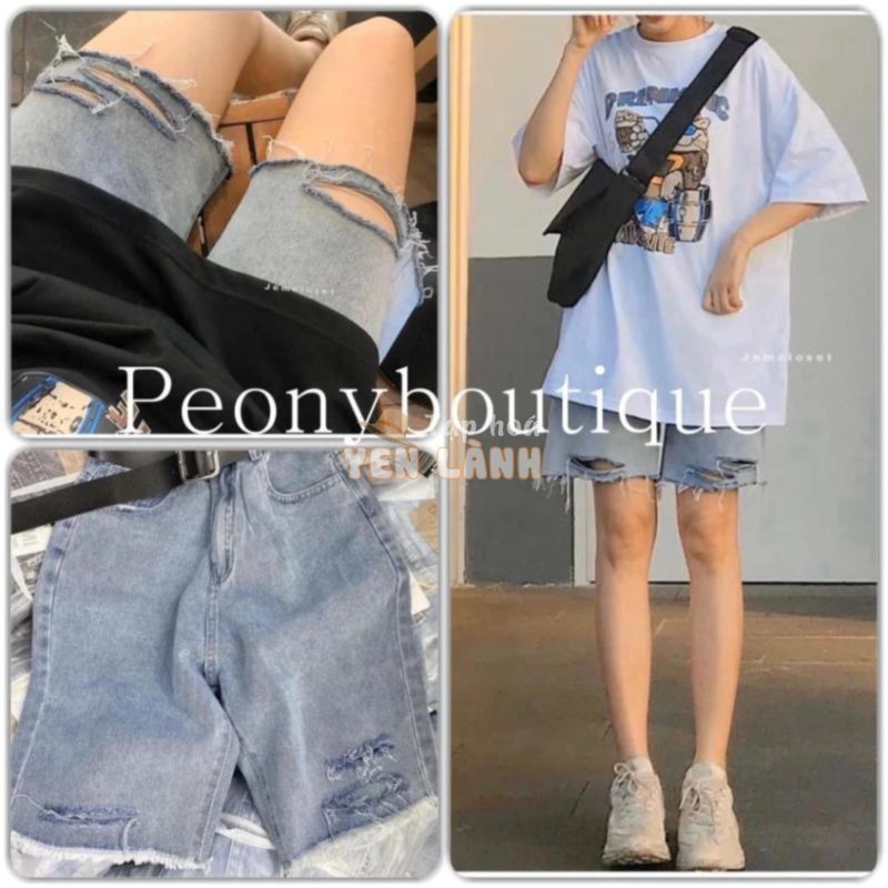 Quần Short Jean Rách Nữ   Quần jeans lửng dáng suông shorts rách ngắn Ulzzang SIÊU HOT