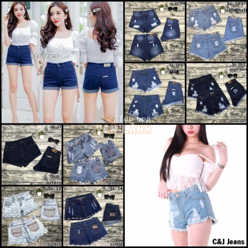 [Video + ảnh thật] Quần short jean nữ C&J Jeans Thái Lan SJT009 – SJT014  | Shopee Việt Nam