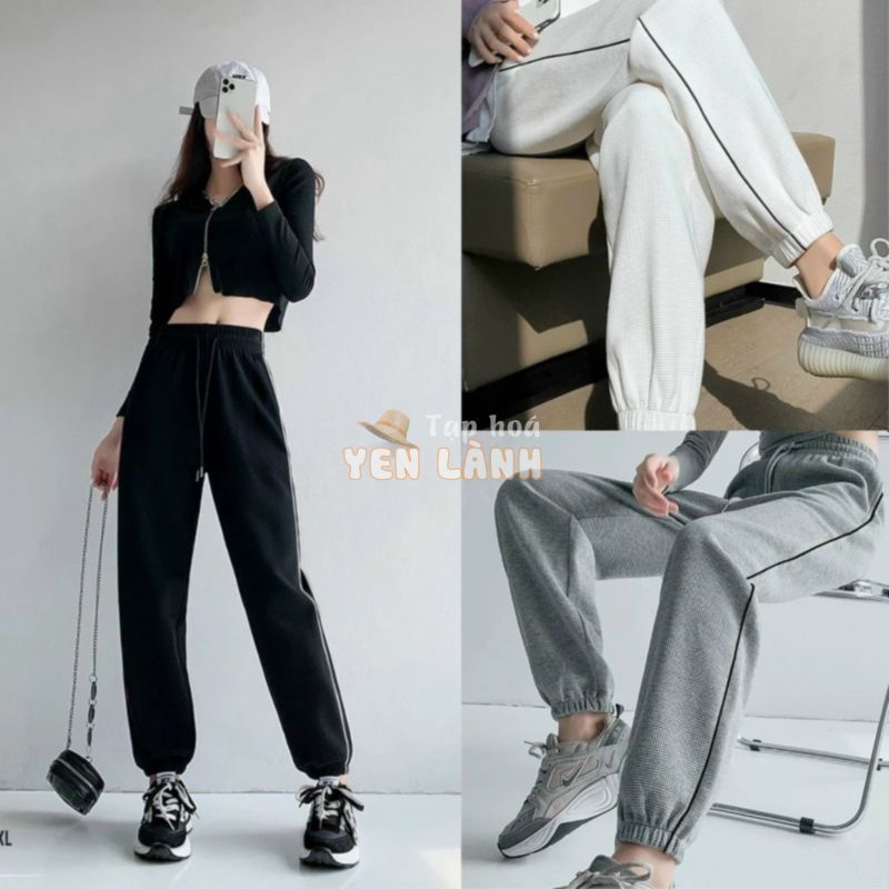 Quần jogger thu đông Nữ. thiết kế 2 sọc thể thao cá tính Chất vải nỉ tổ ong mềm mịn siêu mát siêu bền nhiều màu