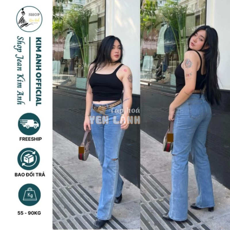 [XKĐại] Quần Jeans Suông Nữ Lưng Cao Xuất Khẩu Mềm Mịn Size Đại Big 60-90kg Co Giãn Women