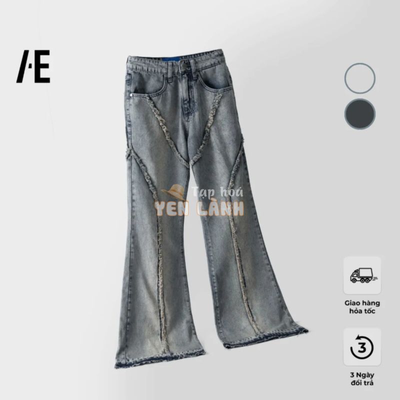 Quần Jeans Unisex phom ống loe họa tiết rách được thiết kê tỉ mỉ thương hiêu Aesir Studios 2 màu xám trắng,xám đen – 536