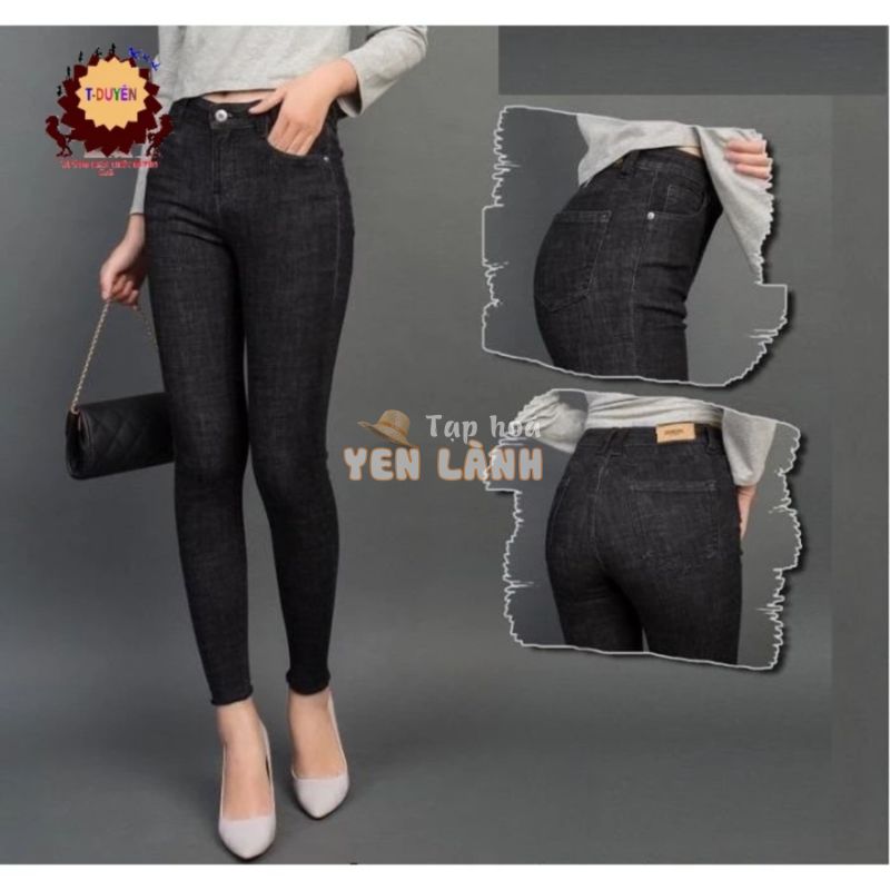 Quần jean nữ lưng cao ĐEN CHẤM 04 co giãn mạnh  SIZE 26 ĐẾN 34 , có size đại big size , quần nữ size đại, quần bò nữ