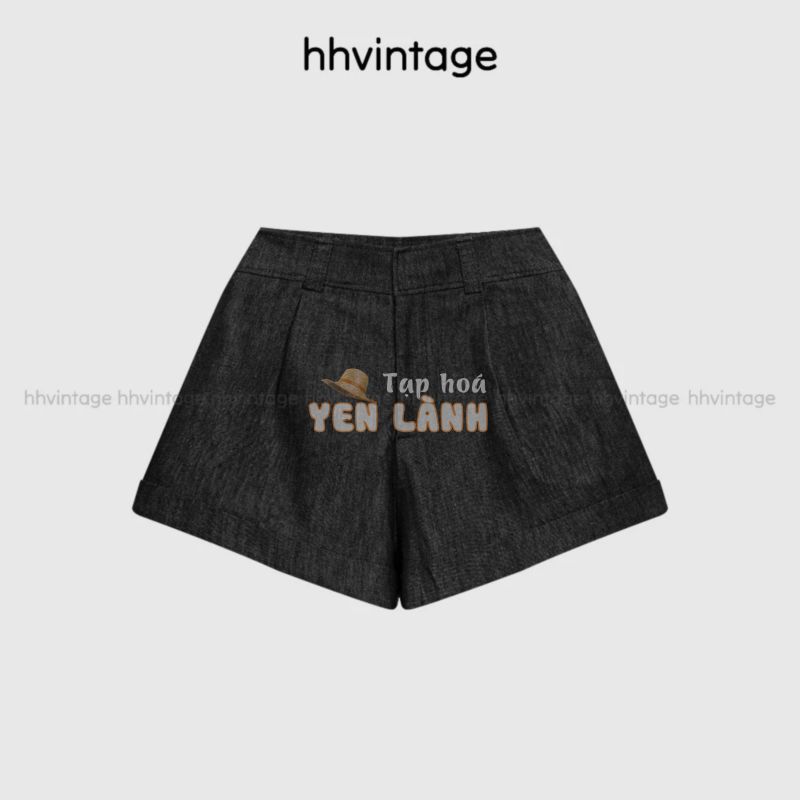 Quần short nữ HHVINTAGE kiểu ống rộng vải jeans co giãn JPant A91