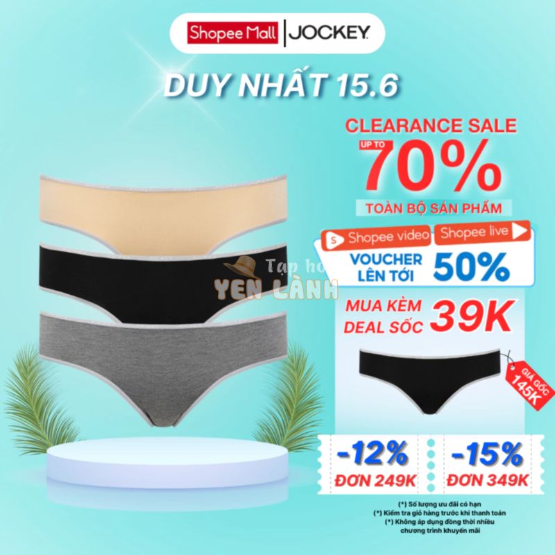 Combo 3 Quần Bikini nữ Jockey trơn chất liệu Visco – J1158 [Giao màu ngẫu nhiên]