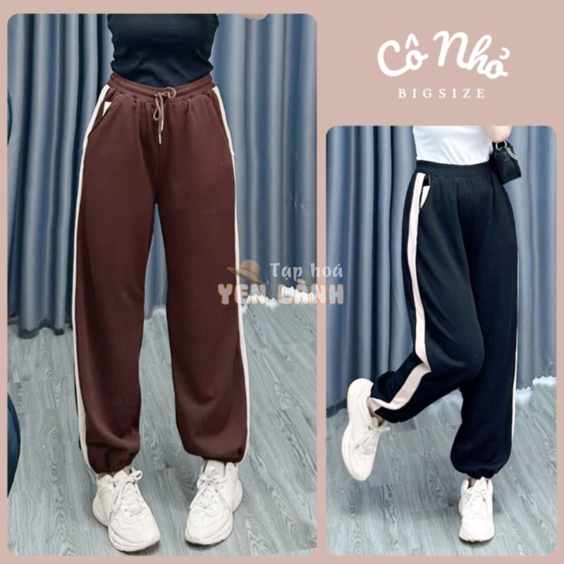 Quần Jogger Nữ Bigsize Ống Rộng Bo Gấu Có Túi Kiểu Quần Thể Thao Phong Cách Unisex Vải Dày Dặn QSSUON