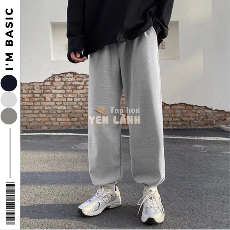 Quần Jogger Nỉ Bom Dây Rút Chun Bó Gấu Ống Rộng Sweatpant Dày Dáng Xuông Nam Nữ Dễ Phối Đồ I’m Basic