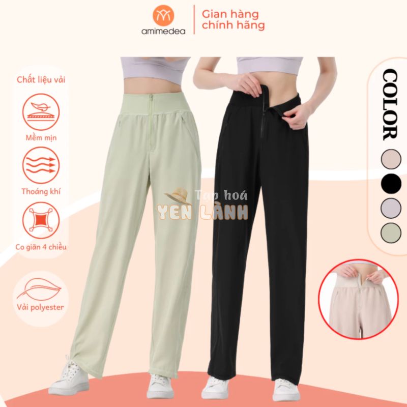 Quần Dài Jogger Thể Thao Nữ Chính Hãng AMI MEDEA – Quần Ống Rộng, Thiết Kế Dây Kéo Eo Năng Động 9053 (Quần Ống Suông)