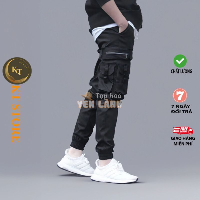 <FREE SHIP> Quần jogger nam nữ unisex túi hộp khóa zip vải kaki co giãn xịn cực chất (h94c)