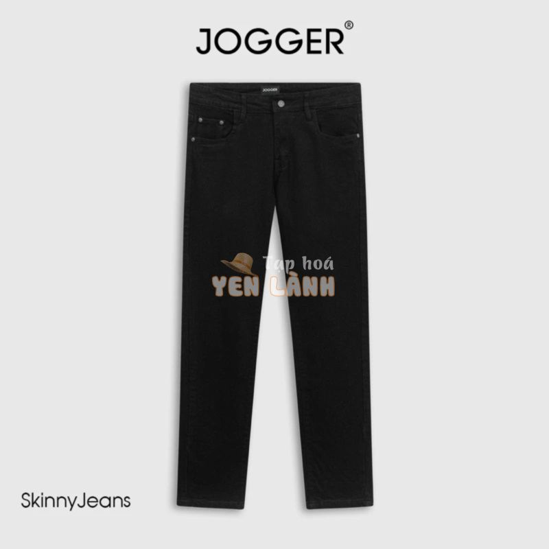 Quần Skinny jean nam JOGGER vải denim co giãn nhẹ, form slim, Jean đen trơn