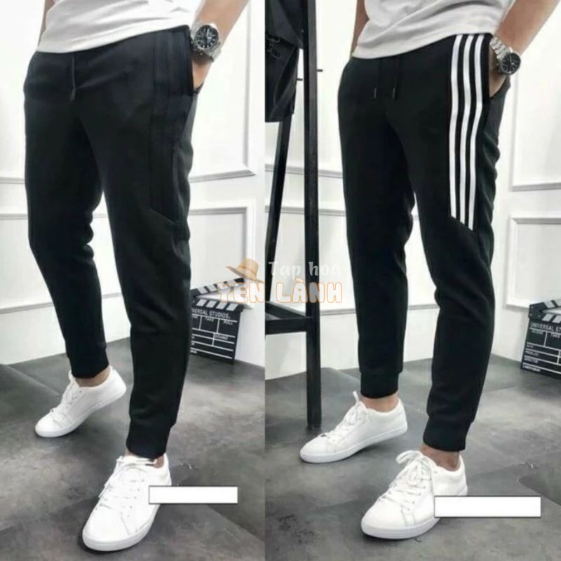 Quần jogger thể thao nỉ nam nữ LITAIA Quần thun dài nam 3 sọc thu đông SB01