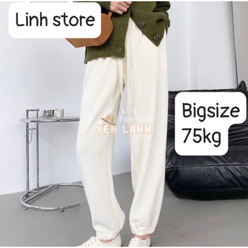 Quần Jogger Nữ Bigsize Vải Nỉ Tăm Mềm Mịn Bo Chun, Quần Thể Dục Nữ Bigsize Phối Dây Chữ X