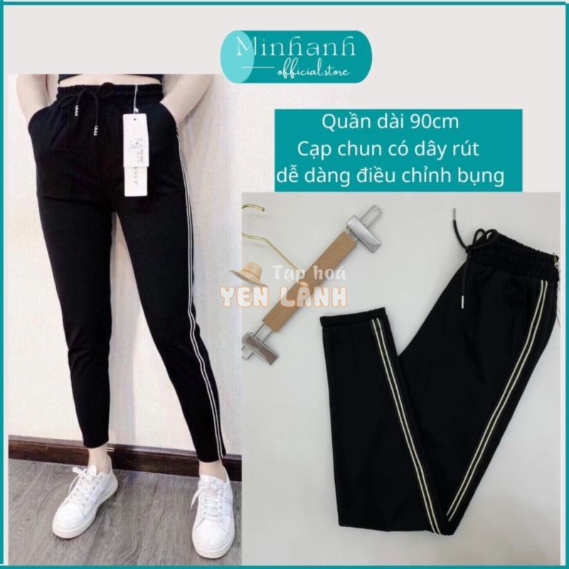 Quần Jogger MinhAnh, Quần Thun nữ dáng Thể Thao 2 sọc vàng chất umi hàn Cao Cấp  bền màu không bai không xù MA1738