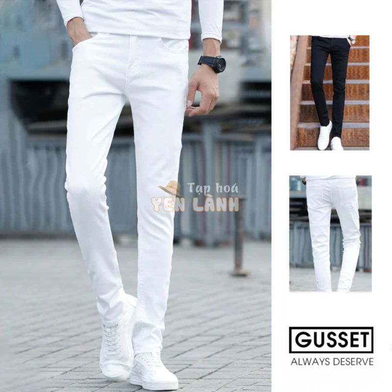 Quần dài nam ống côn vải kaki dày dặn quần tây trắng đen dáng slimfit – GS19