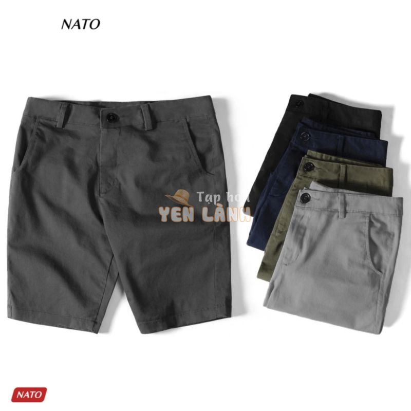 Quần Short Nam KAKIS Vải Kaki Cotton Cao Cấp Trơn Màu Xám Đen Xanh Đen Navy Nâu Vàng Đẹp Ngắn Đùi Khaki NATO