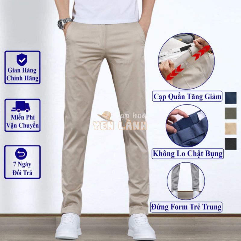 Quần Dài Kaki Nam Dáng Âu Ống Đứng Cạp Quần Co Giãn Tiện Lợi, Quần Âu Kaki Nam Vicenzo Vải Cotton Cao Cấp Đứng Form