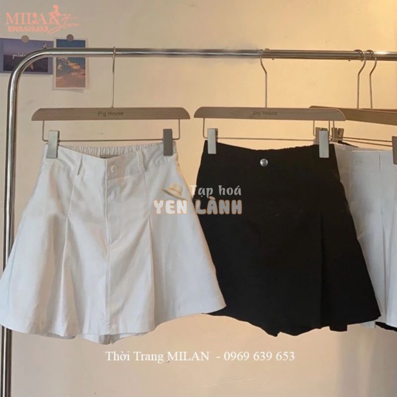 Quần giả váy chất Kaki cạp lưng thun chun sau co giãn dáng chân váy chữ A có lót trong quần short đùi nữ bigsize công sở