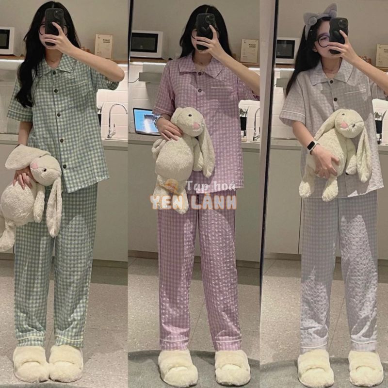 Bộ Ngủ Nữ Pijama Quần Dài JEMCLOSET Họa Tiết Kẻ Caro CARABA 8150