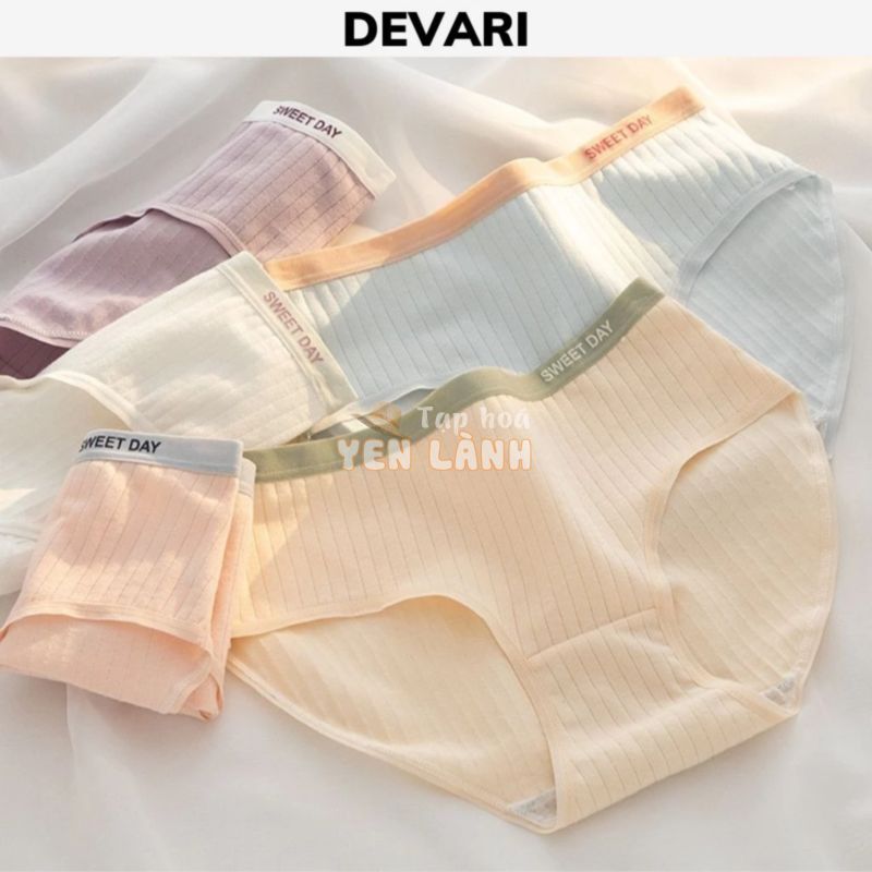 Quần lót nữ cotton kháng khuẩn cao cấp kẻ sọc dễ thương cạp vừa tôn dáng gợi cảm DEVARI L0763