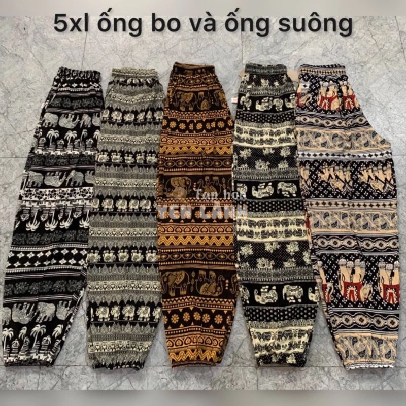 ( size 70-80kg) Quần lanh dài thổ cẩm ống suông và bo