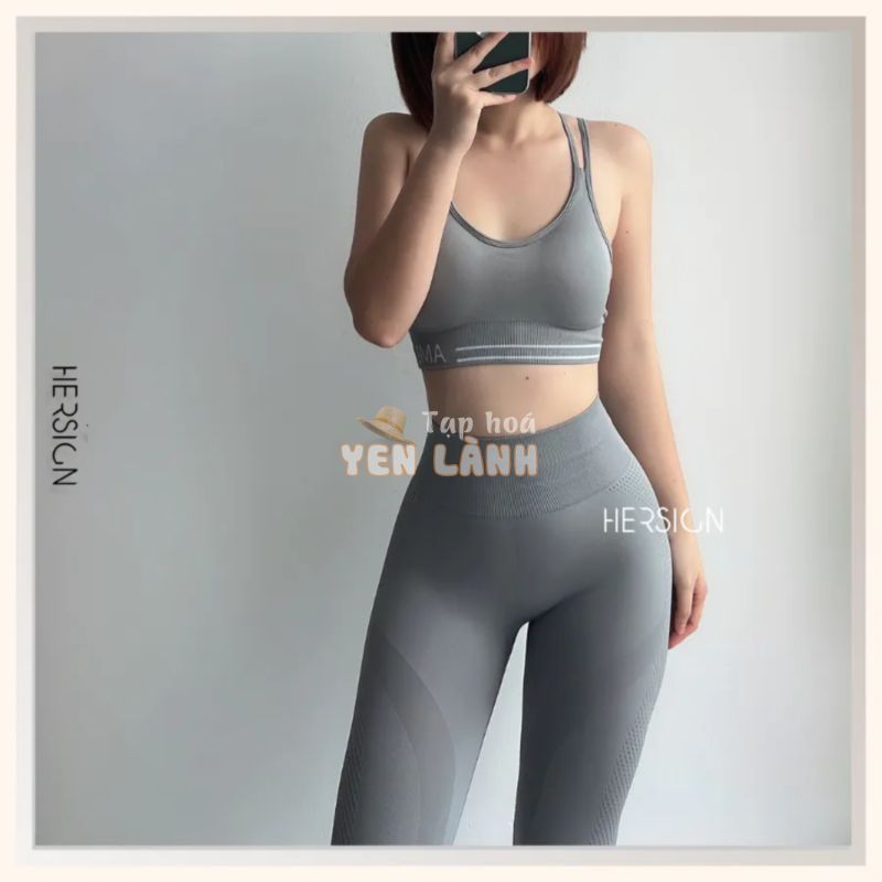 Bộ đồ tập gym nữ Set tập yoga Áo bra quần legging 3D HERSIGN-SET98