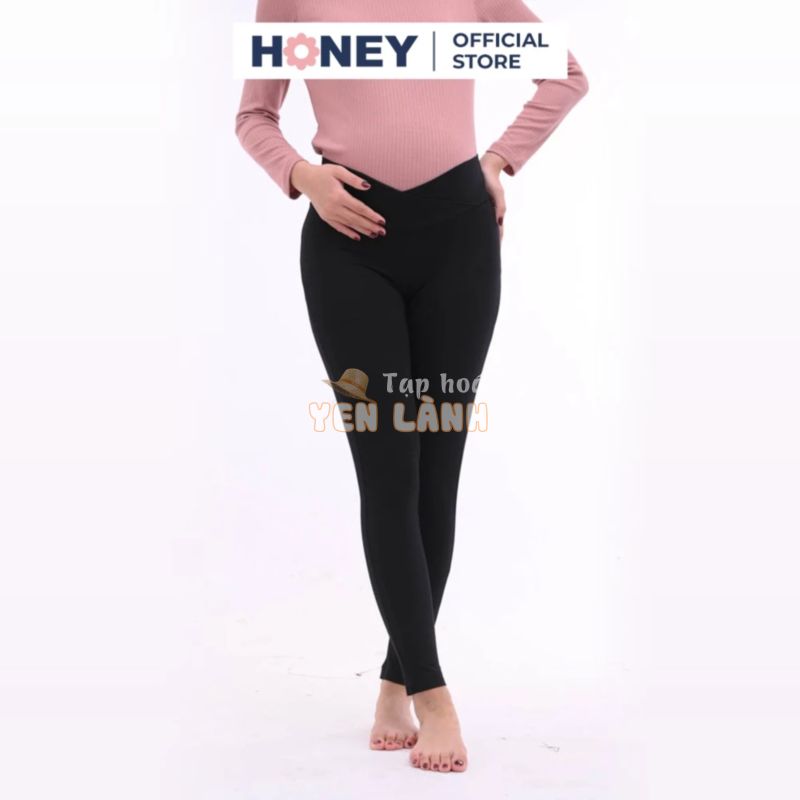 Quần legging dài cạp chéo, chất cotton co giãn 4 chiều – Thời trang đầm bầu cao cấp HONEY