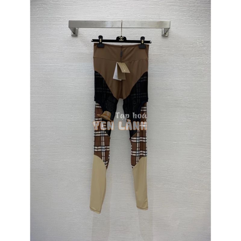 Quần legging nữ thời trang cao cấp Burberry BBR thiết kế phối lưới và màu sắc độc đáo, cá tính và đầy thần bí