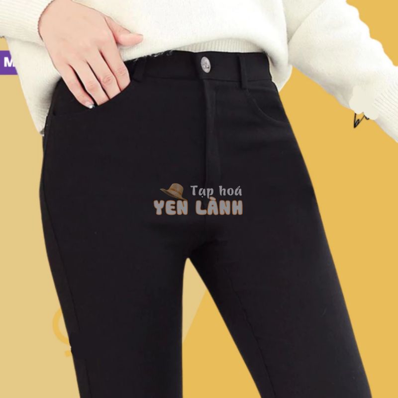 Quần legging nữ MICHOO dài lưng cạp cao giữ nhiệt legging thun ôm bó vải dày dặn cao cấp 2 khuý – 1 khuy