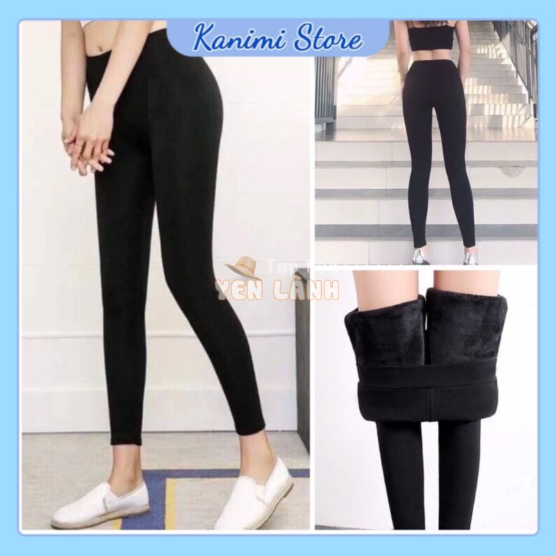 Quần legging nỉ lót lông giữ nhiệt nữ cạp cao hàng loại 1 đẹp Kanimi – QD21