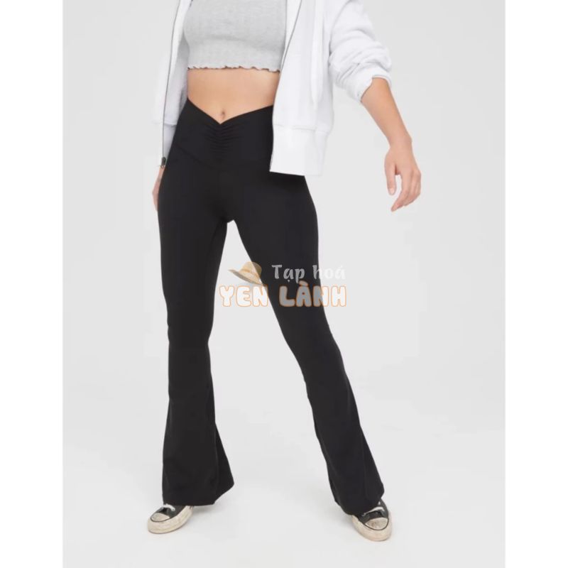 Quần tập gym nữ Yoga quần legging loe nhún eo 3 màu thoáng khí bảo châu shop vnxk