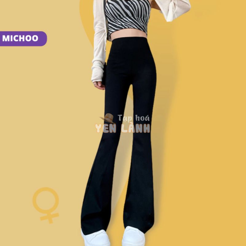 Quần Dài Nữ Ống Loe MICHOO Legging Form Ôm Dáng Dài Tôn Dáng