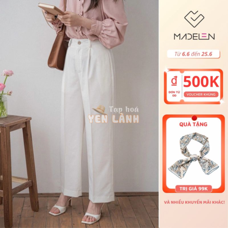 Quần culottes pant cạp cao ống suông rộng nữ nhiều màu new 2022 MADELEN