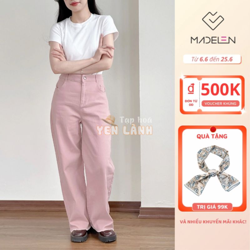 Quần culottes jean color mềm ống suông rộng nhiều màu MADELEN