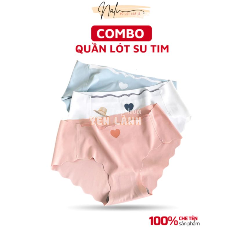 Combo 3 Quần Lót Nữ Su Tim Chất Liệu Cao Cấp Không Lộ Viền Đáy Quần Cotton 2 Lớp Khử Mùi Nali do lot gia si 376