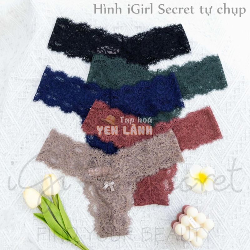 Quần lót nữ lọt khe dáng chữ T, Quần lót ren iGirl Secret lọt khe nữ, quần chip nữ đẹp Helga Dark