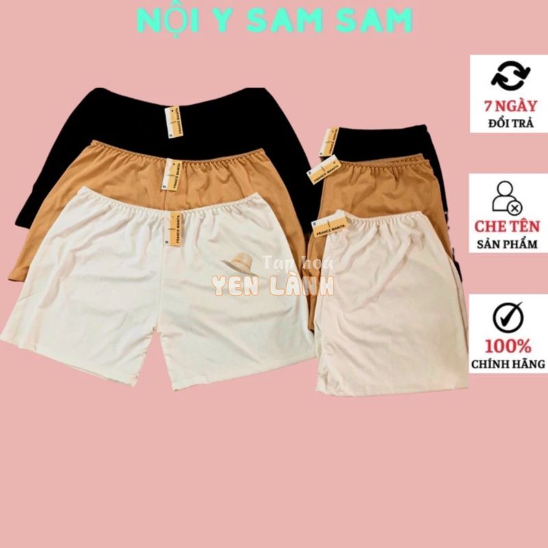 Quần lót đùi bảo hộ SAM SAM mặc trong váy đầm chất cotton trơn from dài màu da đen trắng Size 40kg-70kg