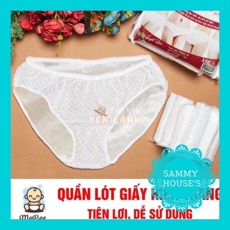 Quần lót giấy chất liệu mỏng nhẹ, Quần lót giấy Hiền Trang size đại cotton tiện lợi cho mẹ sau sinh (túi 5 chiếc)