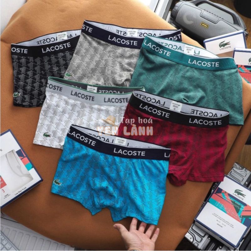 Quần Lót (Sịp) Nam BOXER LACOSTE ĐÙI Họa Tiết Chất Vải Cotton 4 Chiều Cực Mịn Và Mát xịn chính hãng chọn màu Cao Cấp