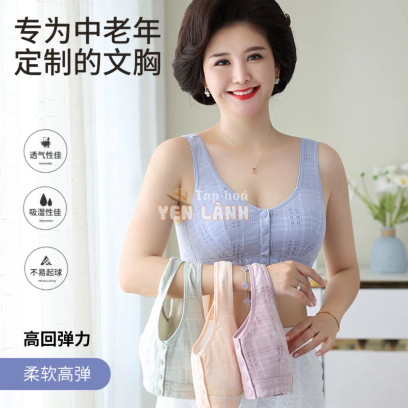 36-48 Kích Thước Trung Niên Người Cao Tuổi Quần Lót Cotton Nguyên Chất Kích Thước Lớn Đồ Lót Miễn Phí Mẹ Vợ Tặng Áo Ngực Khóa Trước Không Có Vòng Thép Người Già Trung Niên