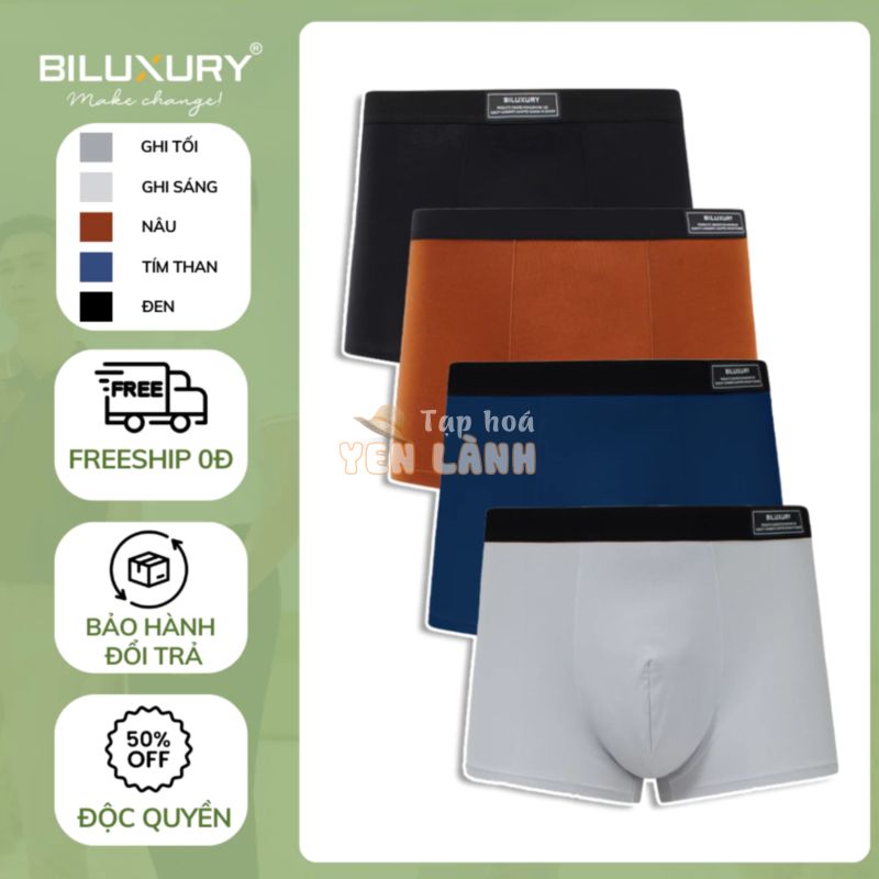 Combo 3 Quần Sịp Đùi Boxer, Quần Lót Nam 7SIDB014 – 8SIDT405 Biluxury Thoáng Khí Siêu Mát Mỏng Mềm Cao Cấp