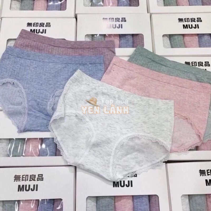 QUẦN LÓT COTTON MUJI vỏ trắng nữ    HỘP 5 QUẦN LÓT MUJI TĂM TRE XUẤT NHẬT