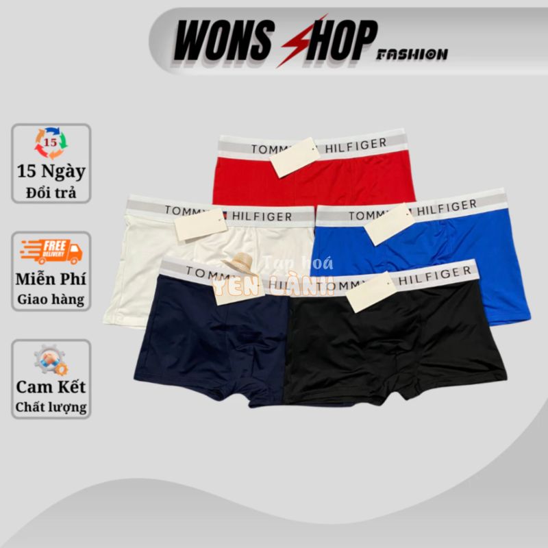 Quần lót nam thun lạnh trơn tom my Wons03 quần boxer nam body co dãn thoáng mát đỏ xanh đen trắng thời trang đẹp giá rẻ