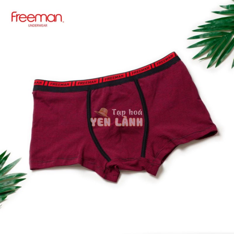 Quần lót nam boxer Freeman chất liệu cotton thấm hút mồ hôi tốt màu đỏ sọc đen BO504